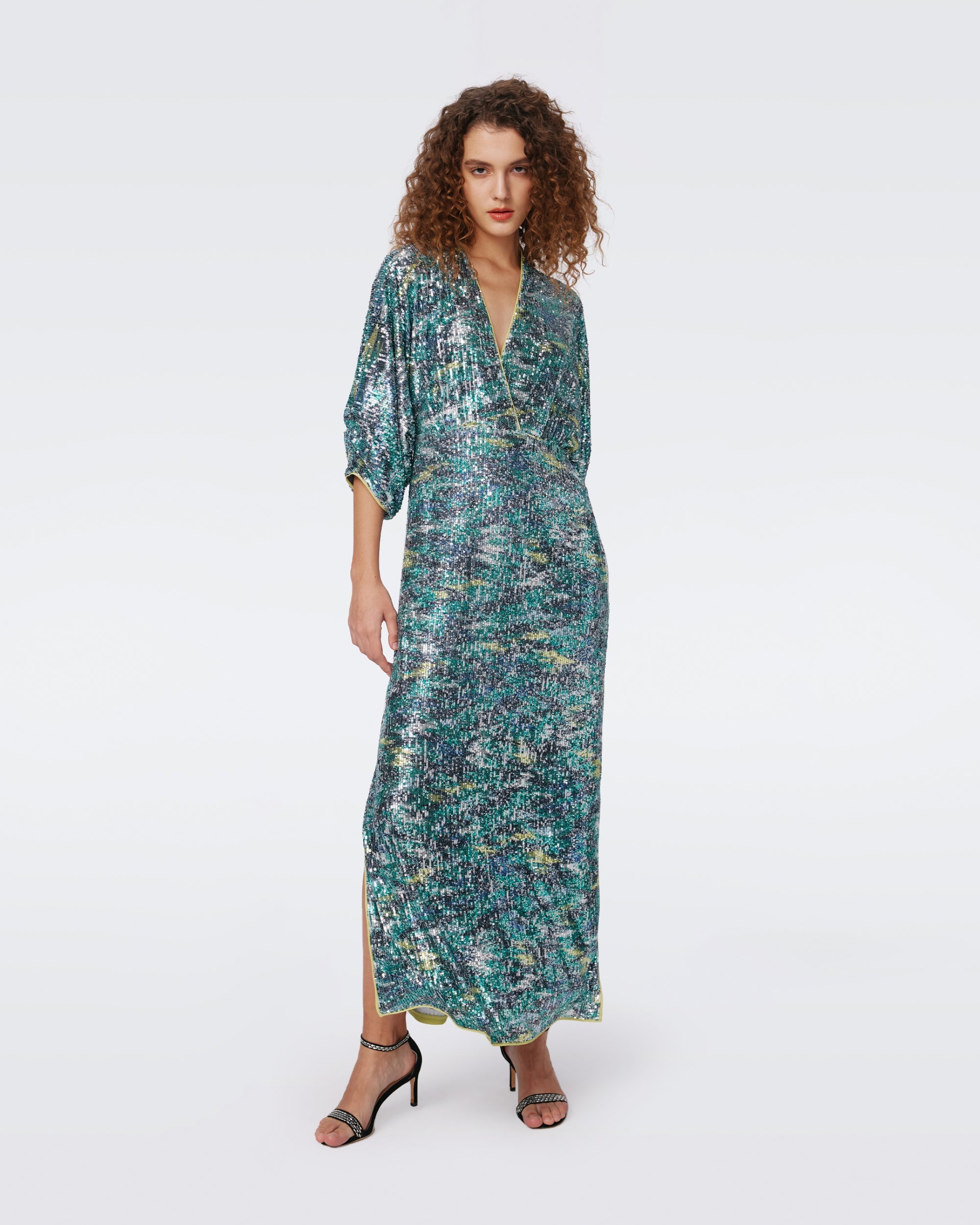 dvf blue sequin dress $1300 NEW Diane von Furstenberg DVF Tailored Panel SEQUINS Dress Blue Black MIDI