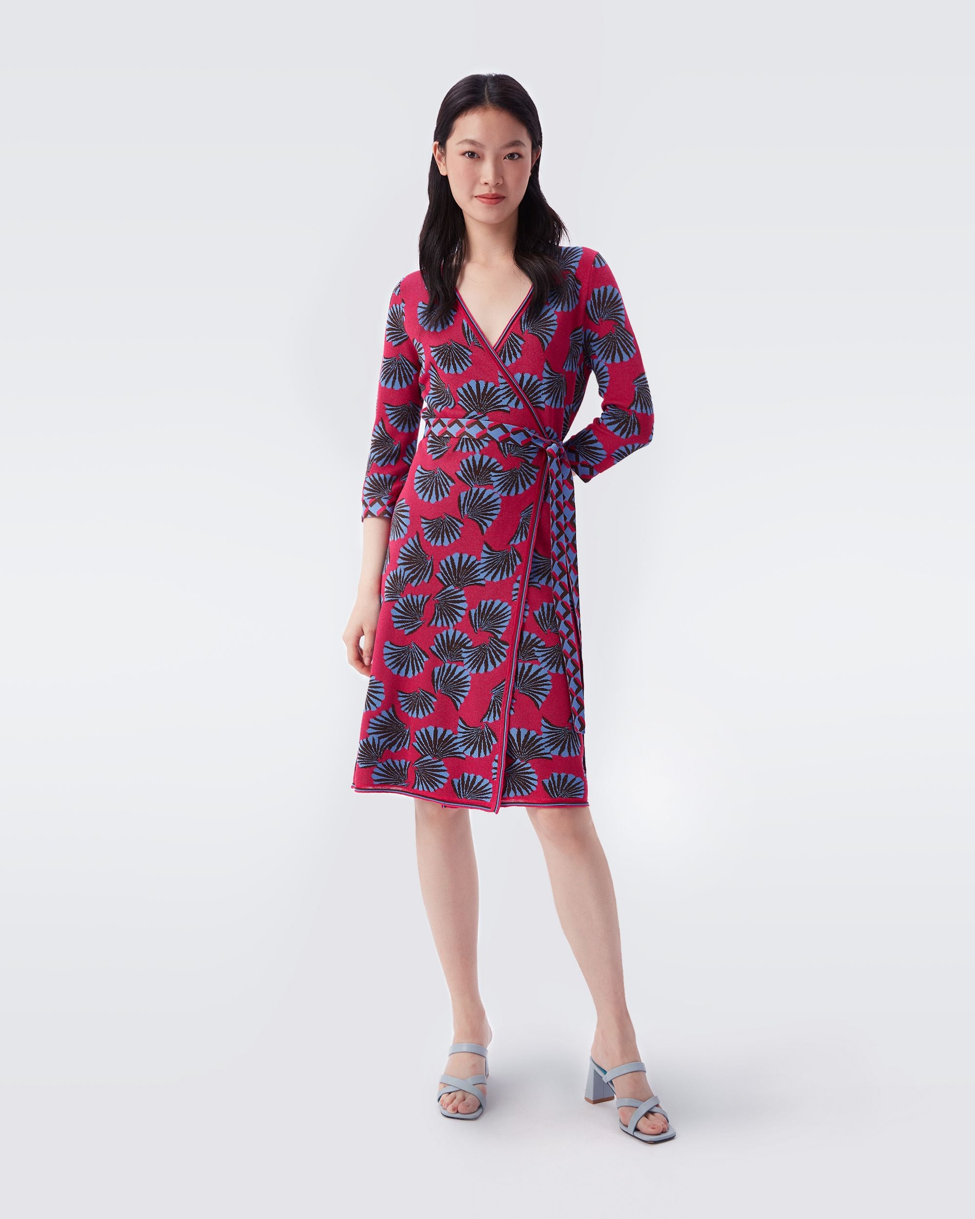 dvf knit dress Diane von Furstenberg Metallic Blend Knit Wrap Dress