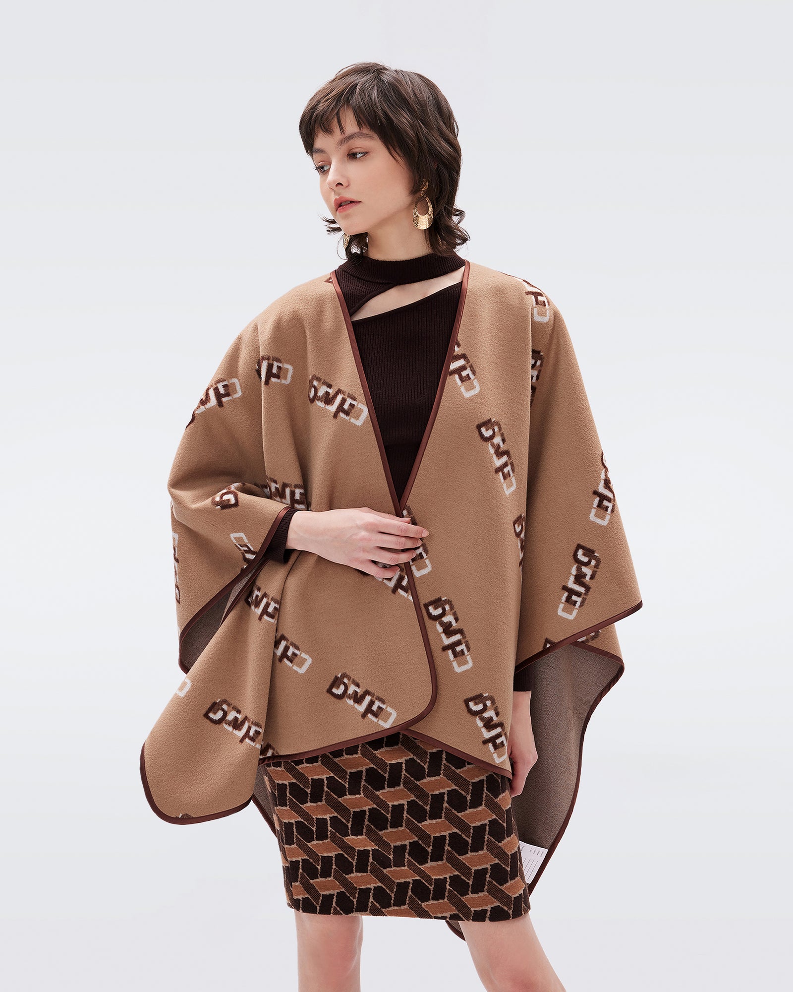 Curtis Knit Jacquard Cape