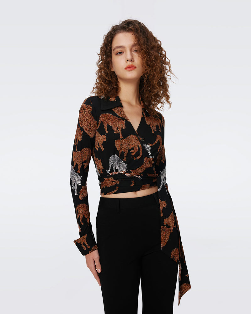 DVF BOBBIE TOP in COOL CAT BROWN MED