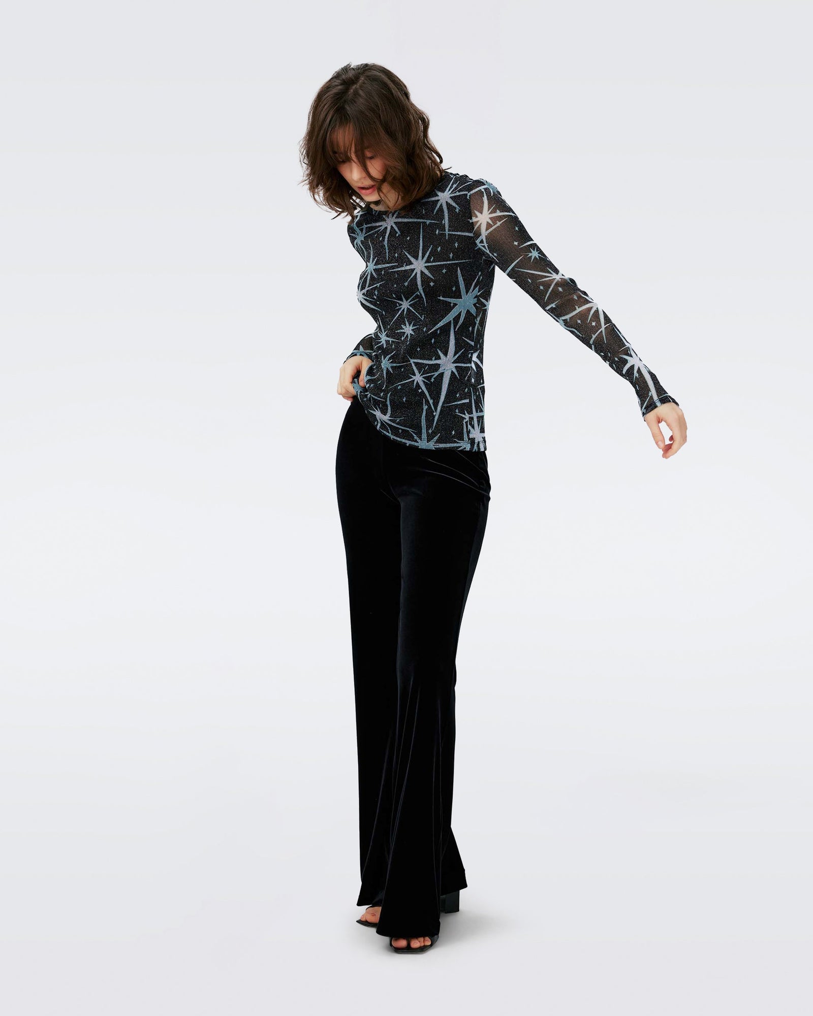 Logan Metallic Mesh Top