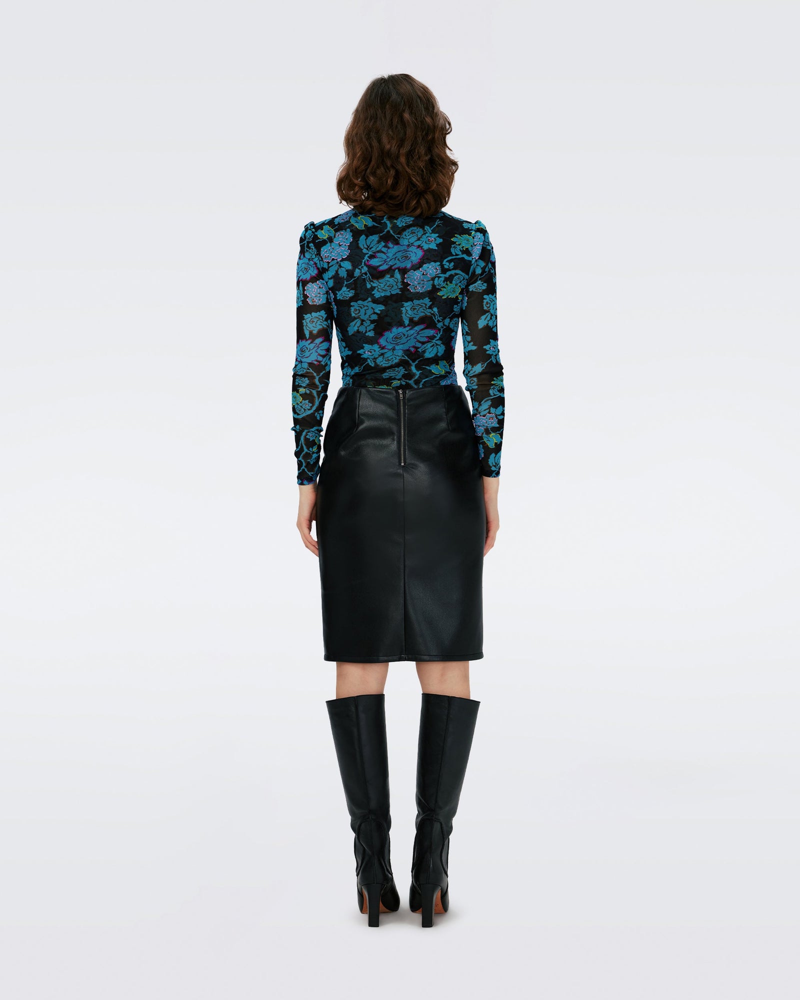 Dvf Costanza Bodysuit In China Vine Blk/China Vine Blk