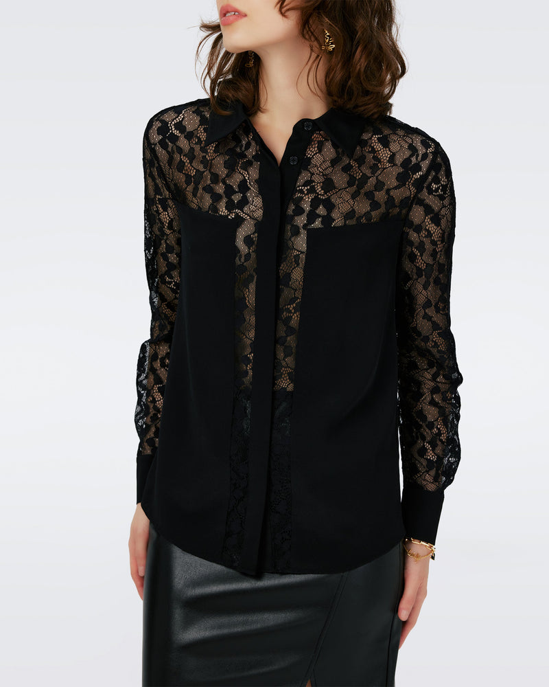 Dvf Louise Top In Black/Lace
