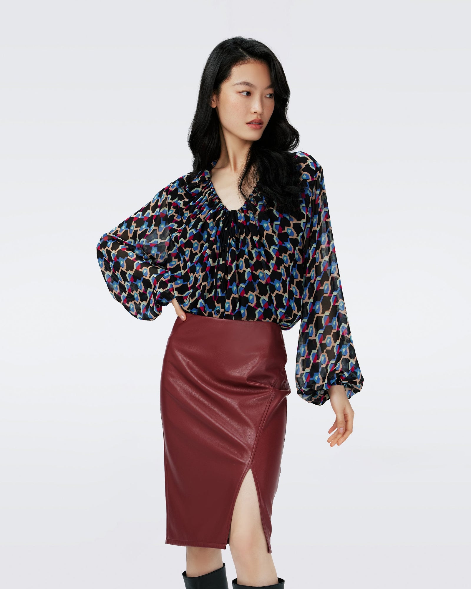 Dvf Kipleen Top In Geo Illusion Sm