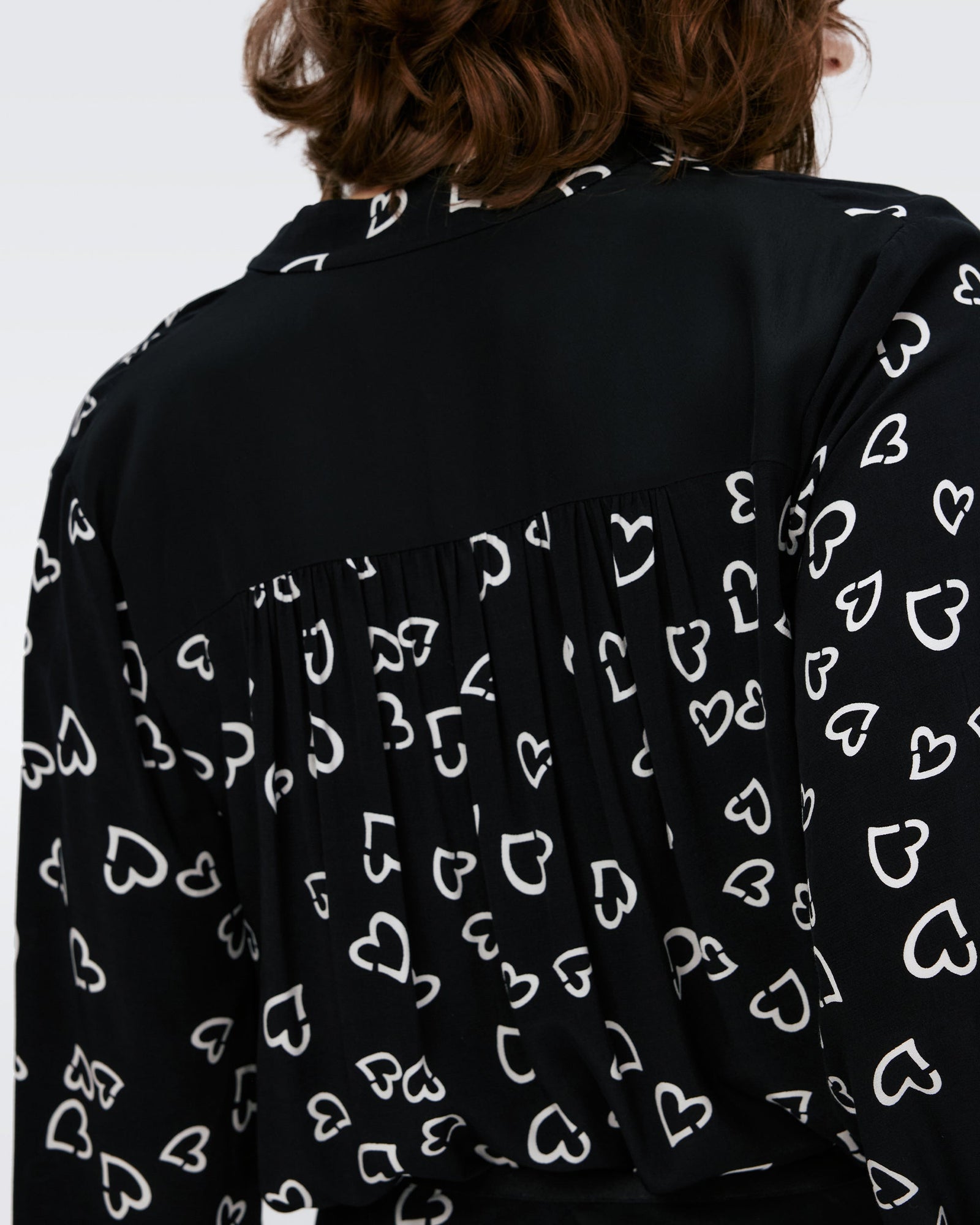 Dvf Ginny Two Blouse In Small Hearts/Blk