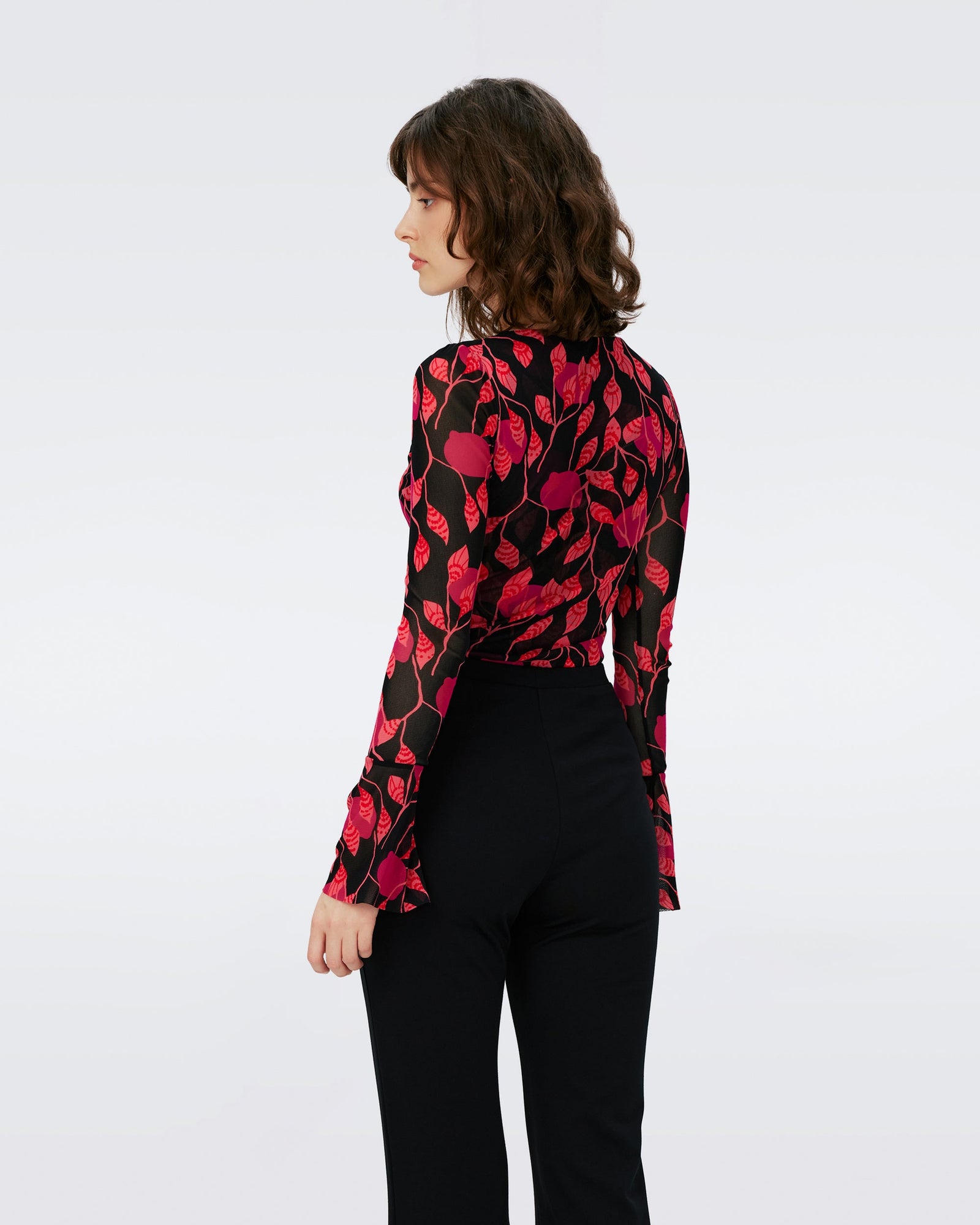 Dvf Lyric Bodysuit In Lantern Leaves Posion Pk Lg
