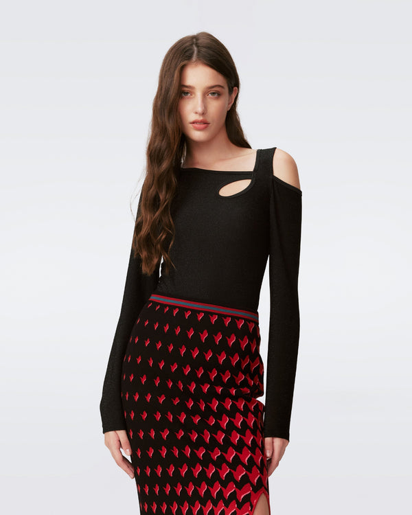 DVF RANDALL TOP in METALLIC BLACK