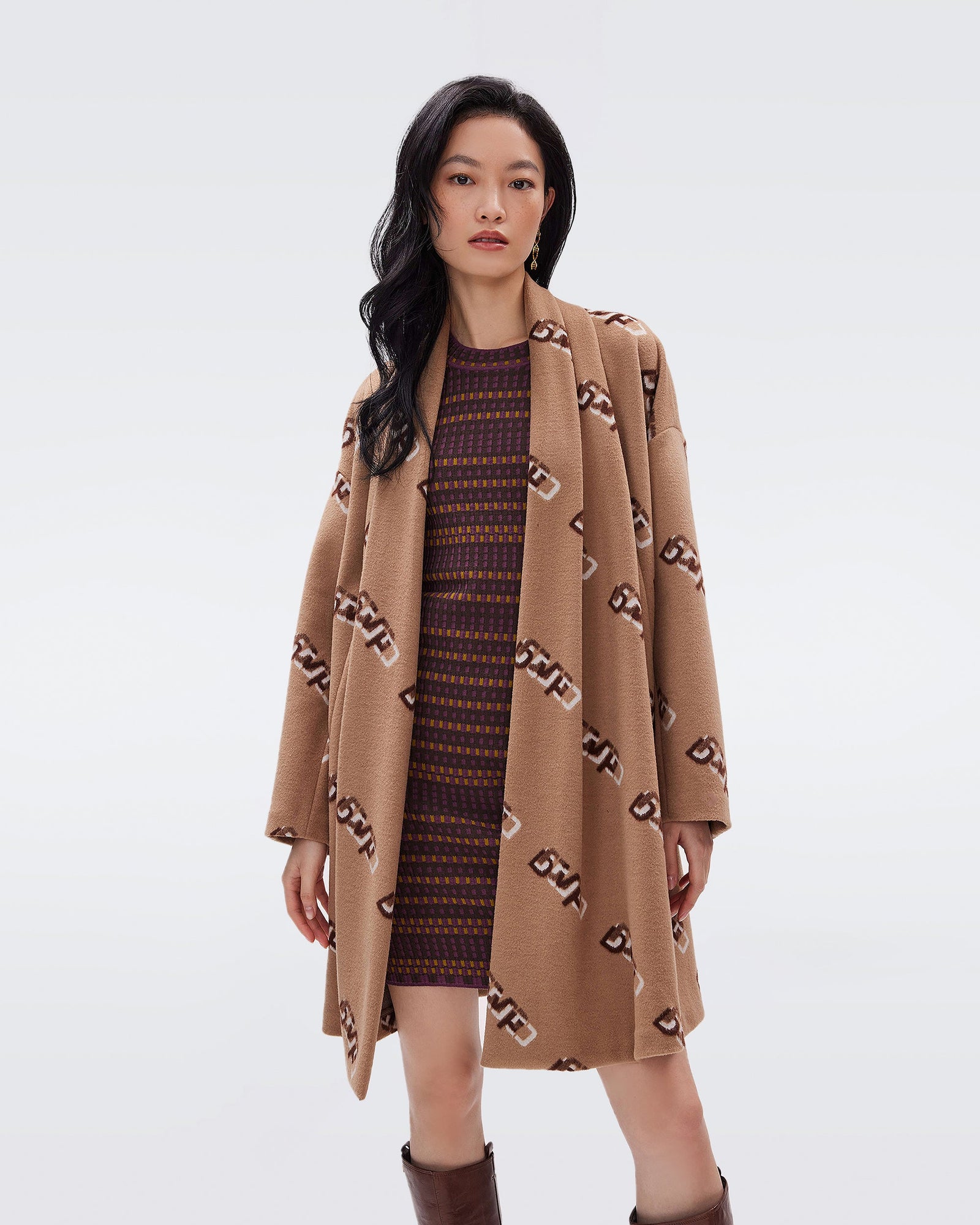 Ray Knit Jacquard Coat