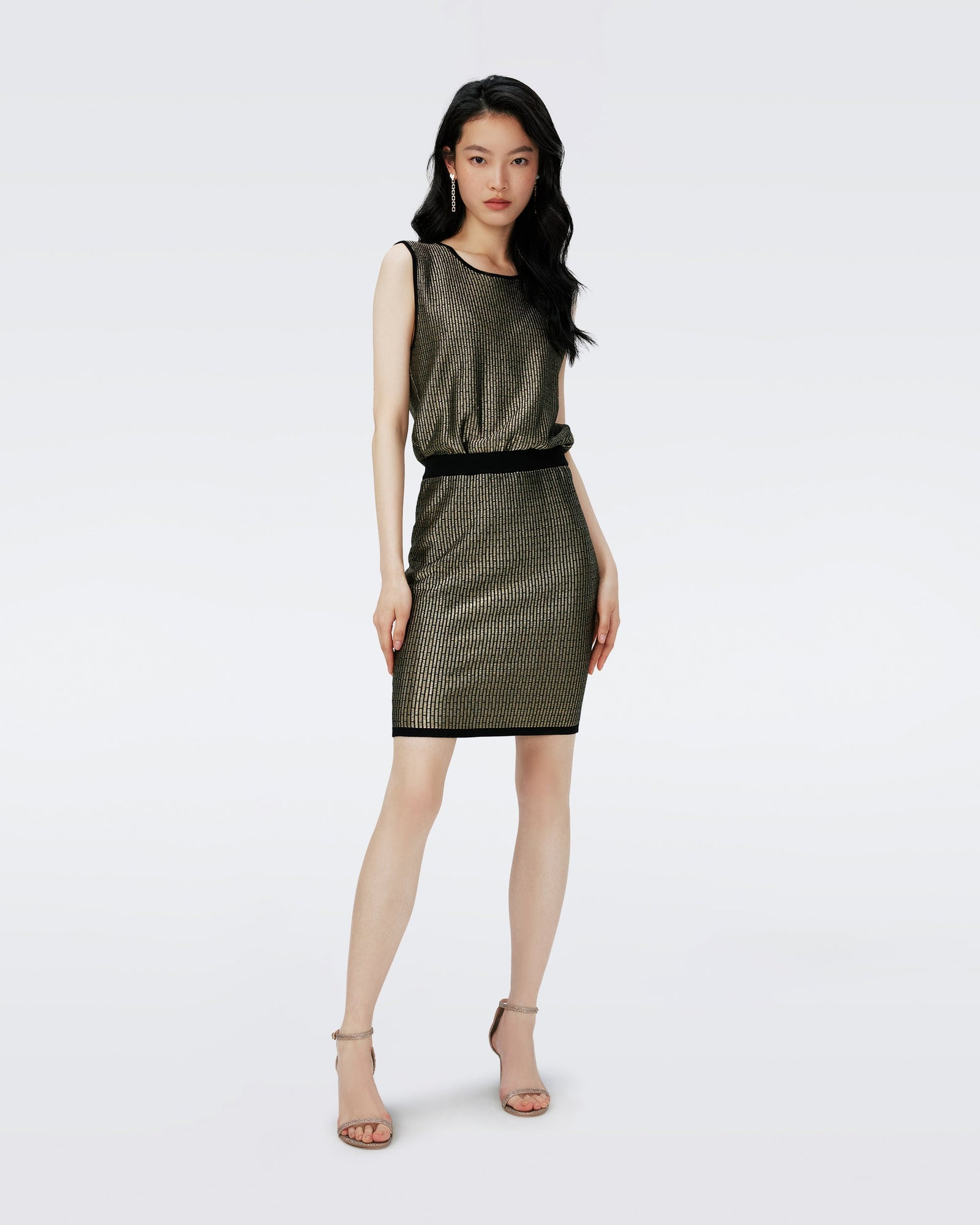 Richie Metallic Knit Jacquard Dress