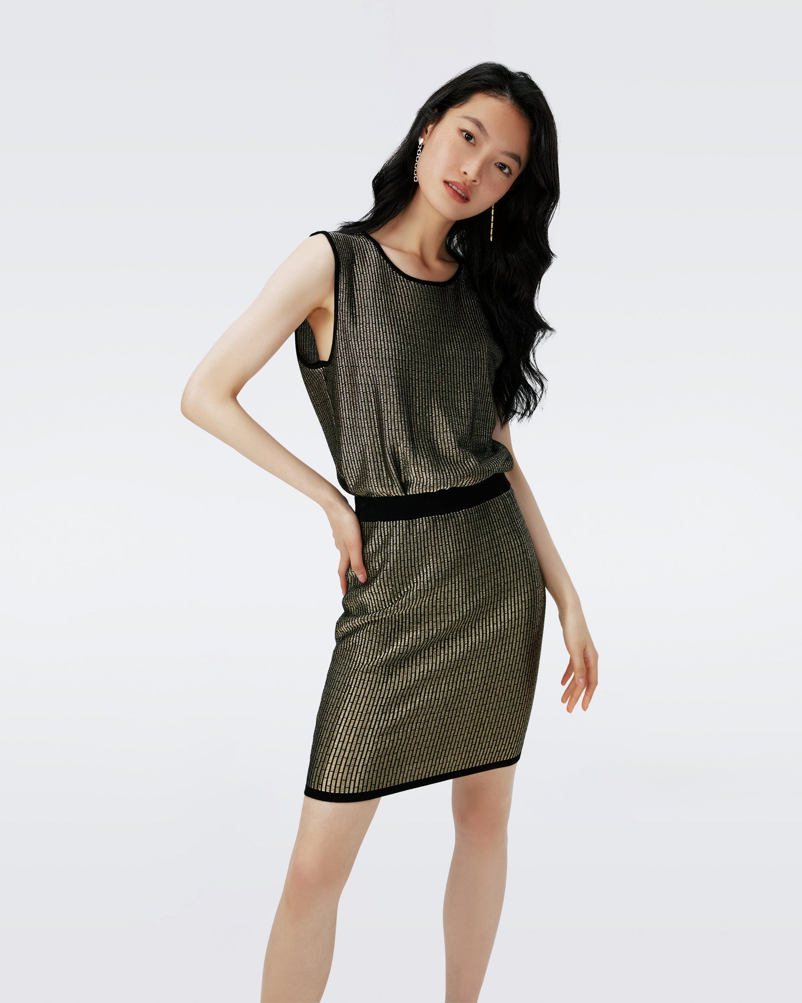 Richie Metallic Knit Jacquard Dress