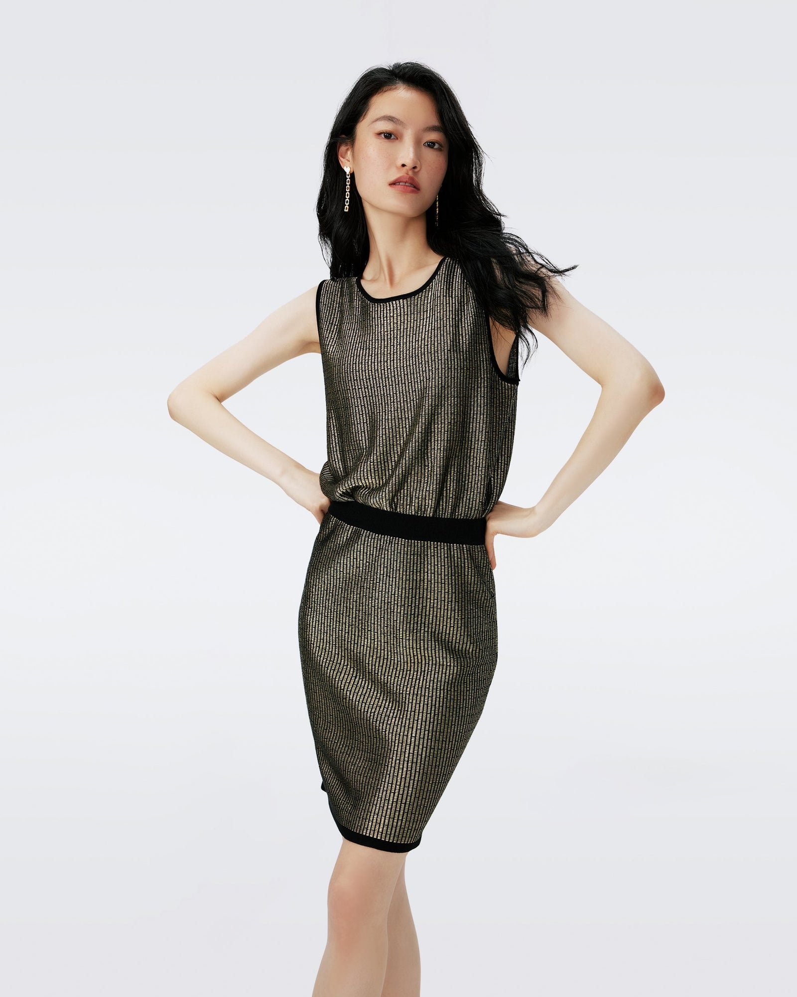Richie Metallic Knit Jacquard Dress