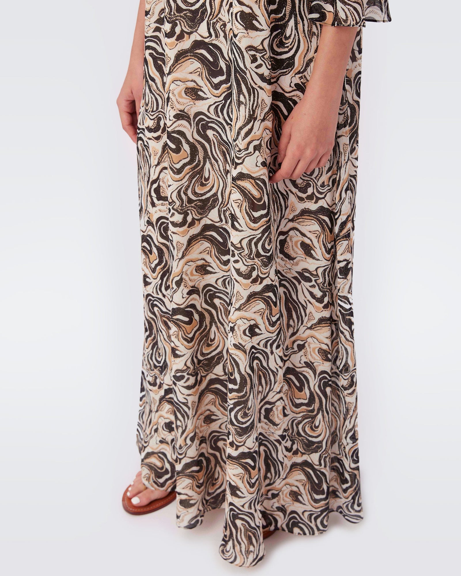 Kamila Maxi Dress in Black Marble