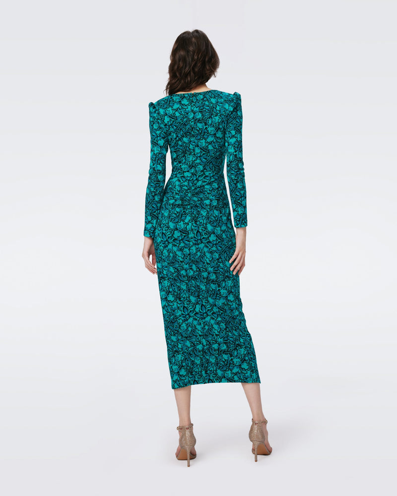 DVF HUGHIE DRESS in FORGET ME NOTS GREEN