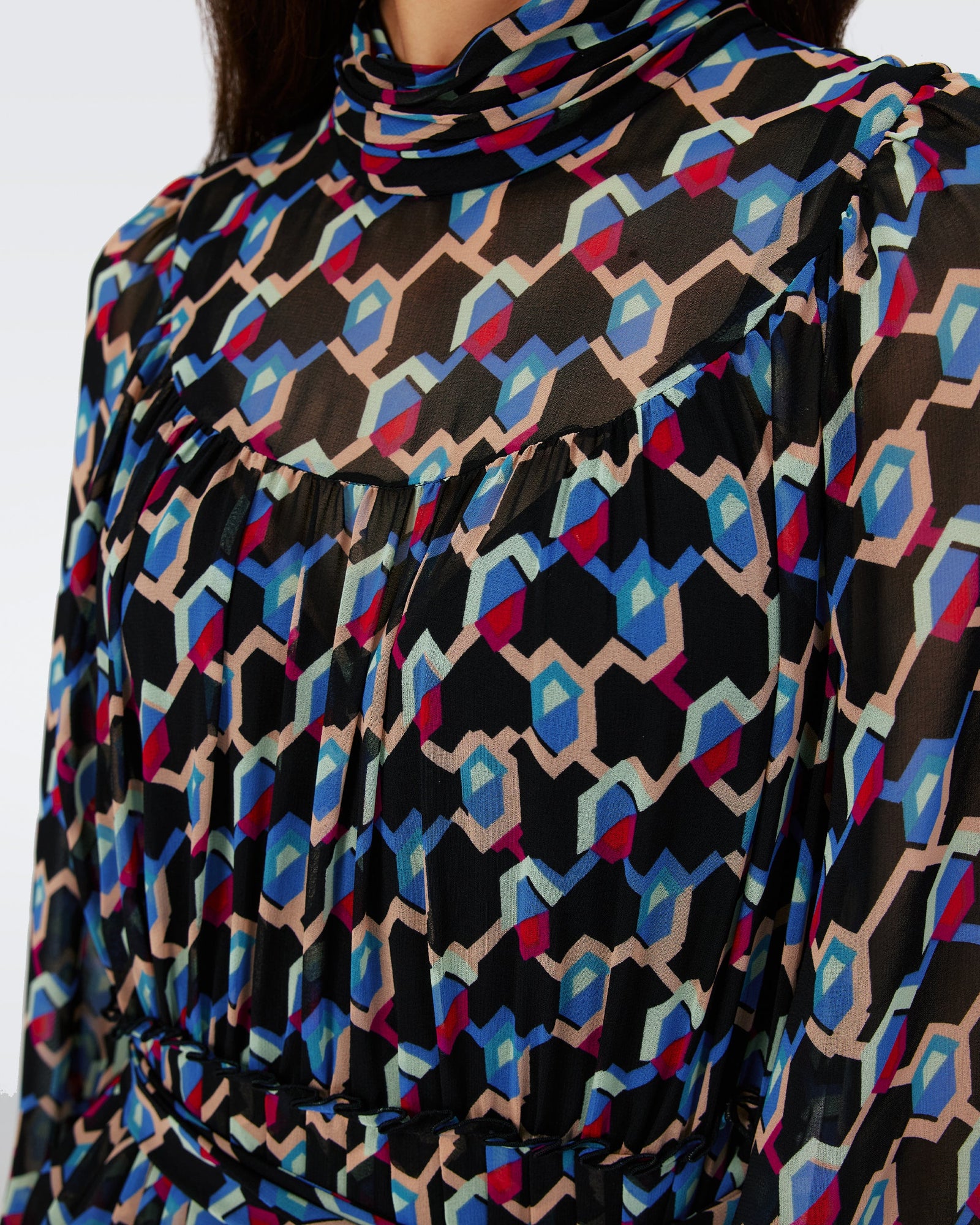 Dvf Kent Dress In Geo Illusion Med