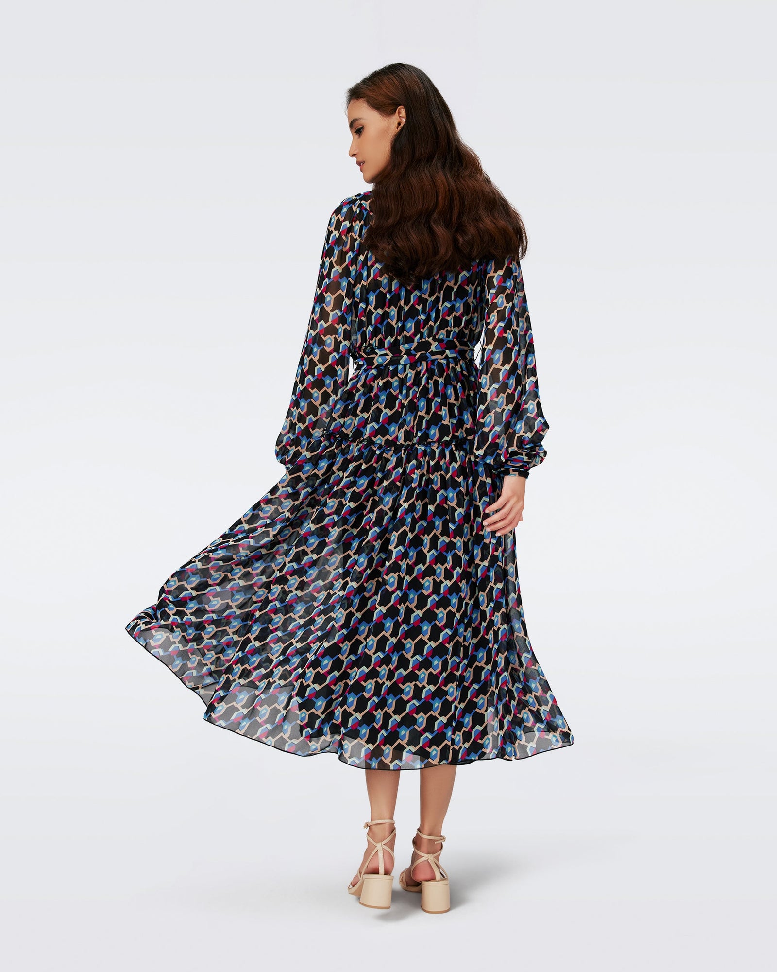 Dvf Kent Dress In Geo Illusion Med