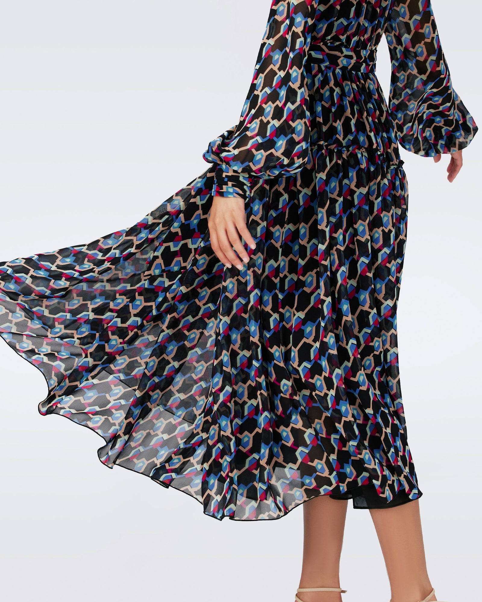 Dvf Kent Dress In Geo Illusion Med