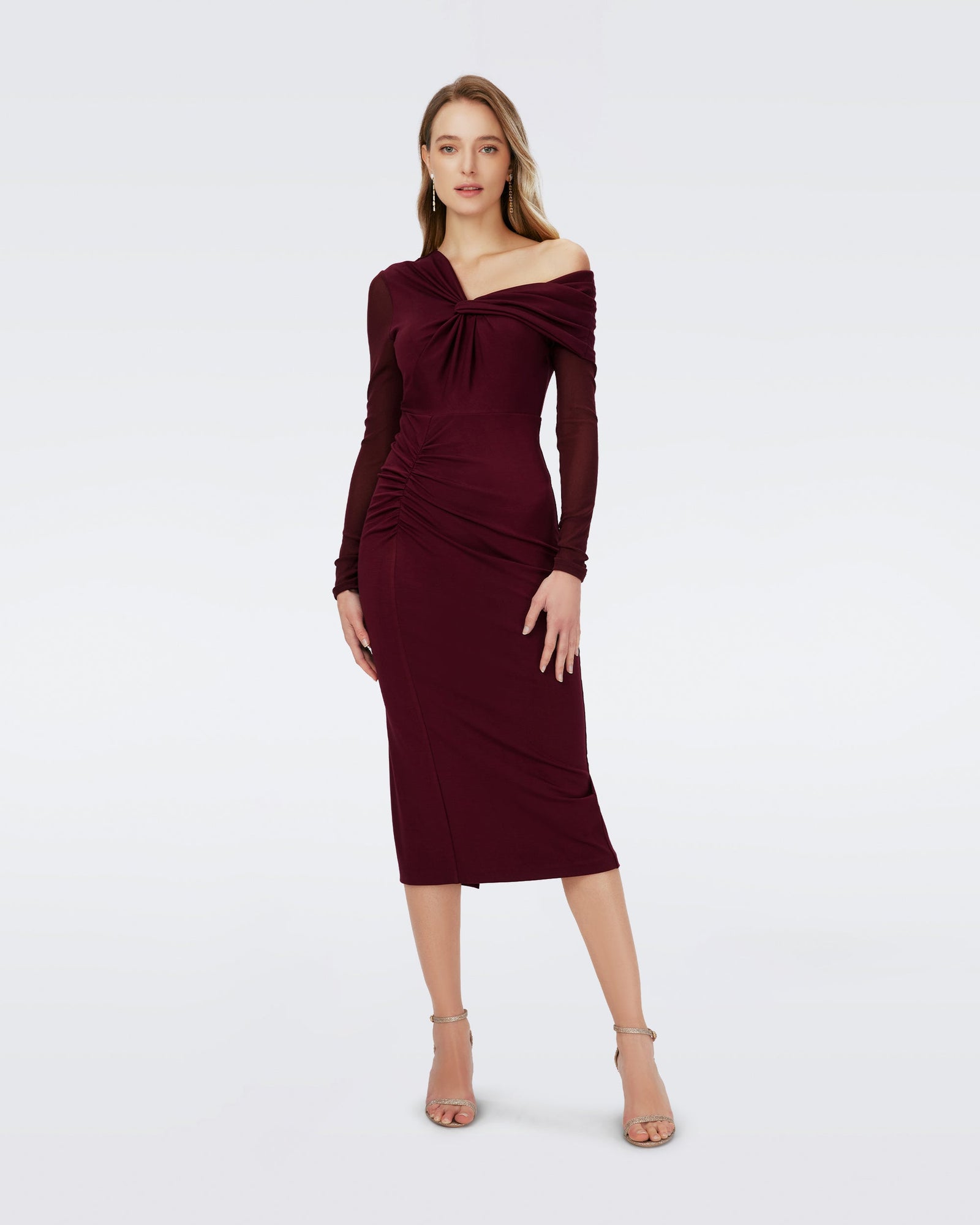 Dvf Rich Dress In Wine Pink