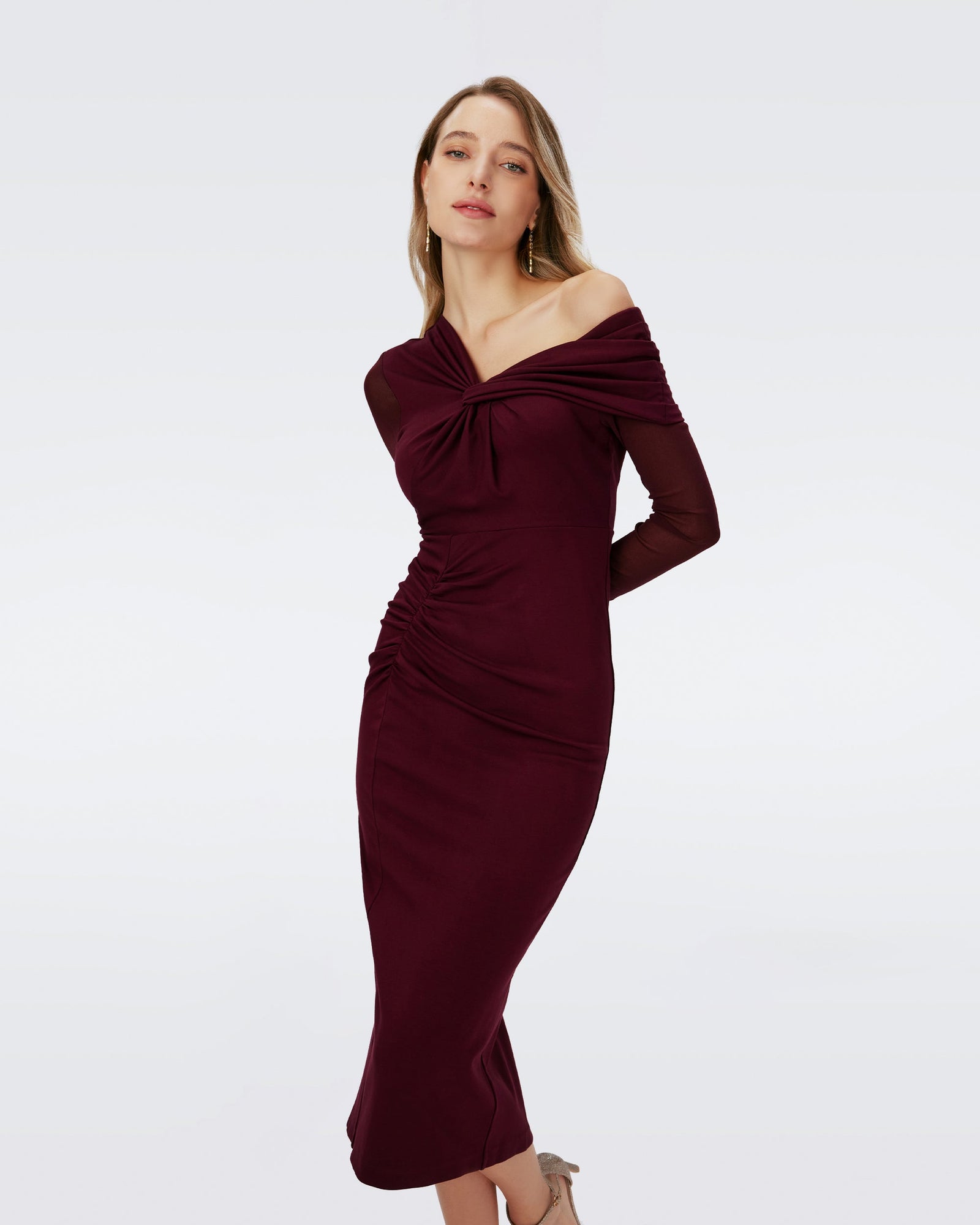 Dvf Rich Dress In Wine Pink