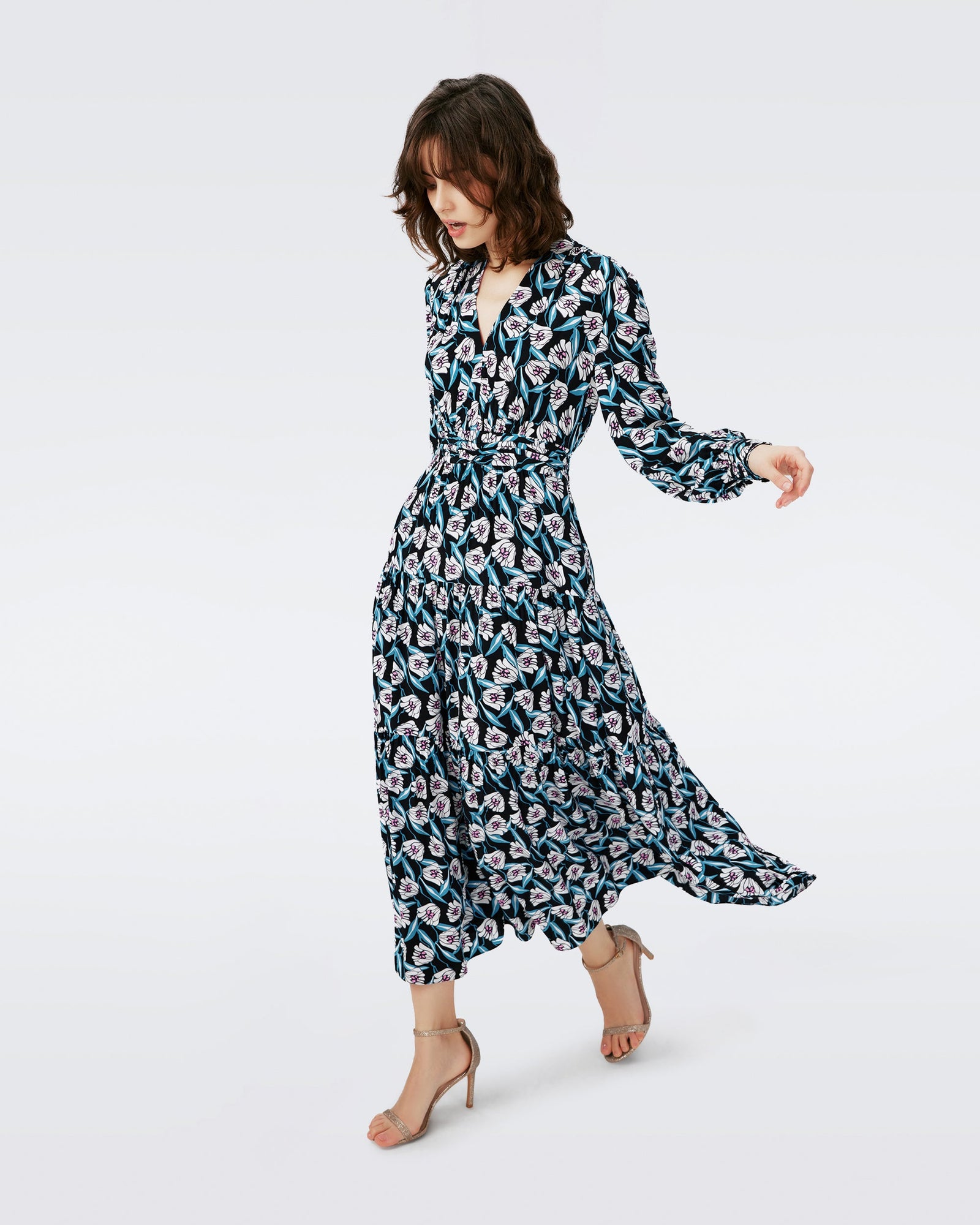 Dvf Gil Dress In Fortune Vine Ivory