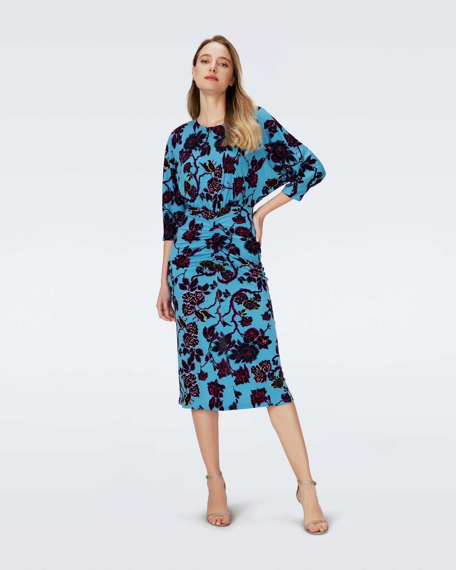 Dvf Chrisey Dress In China Vine Barrier Reef Lg