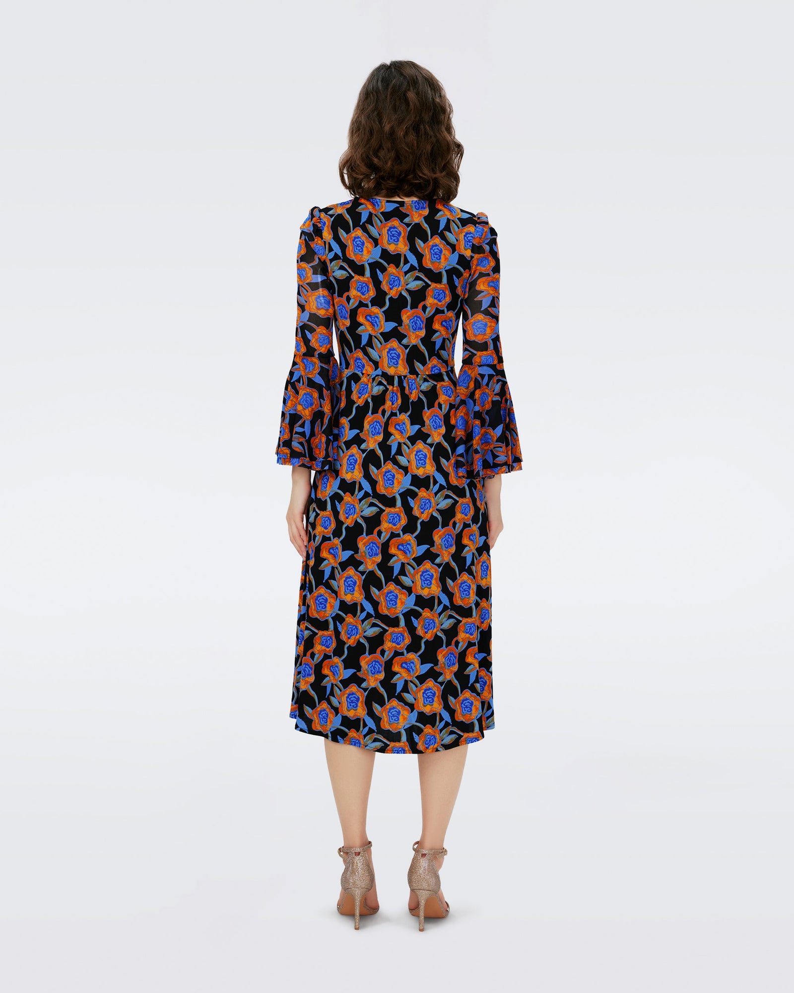 Dvf New Shauna Dress In Oracle Rose Sm Blk Coffee