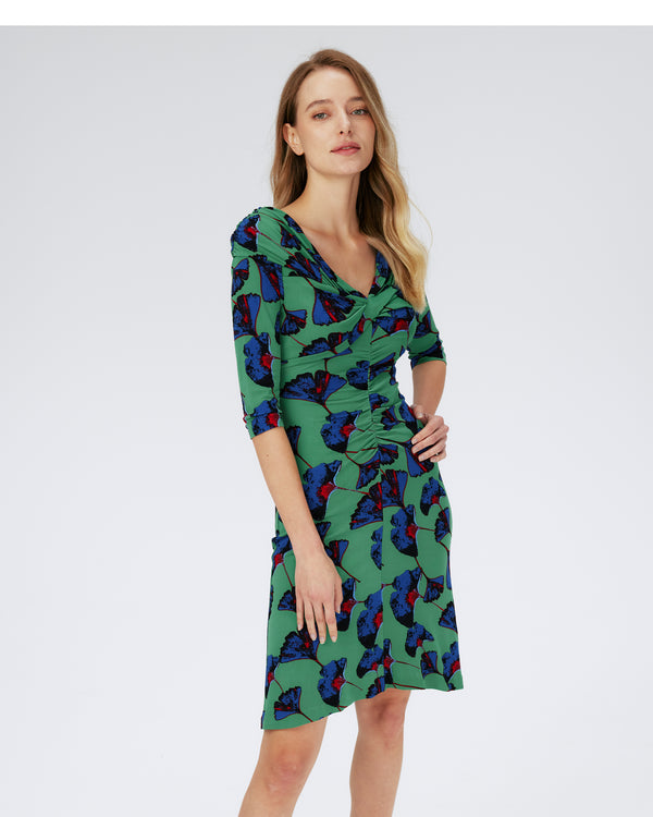 Dvf Jim Dress In Falling Gingko Venus Gn Med