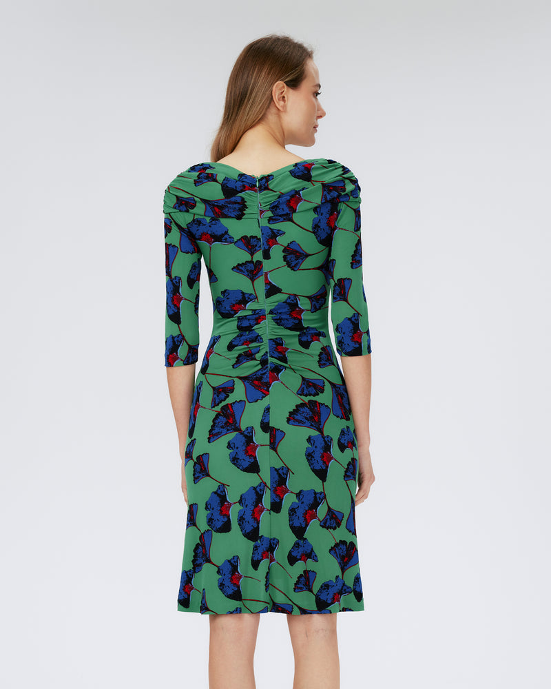 Dvf Jim Dress In Falling Gingko Venus Gn Med