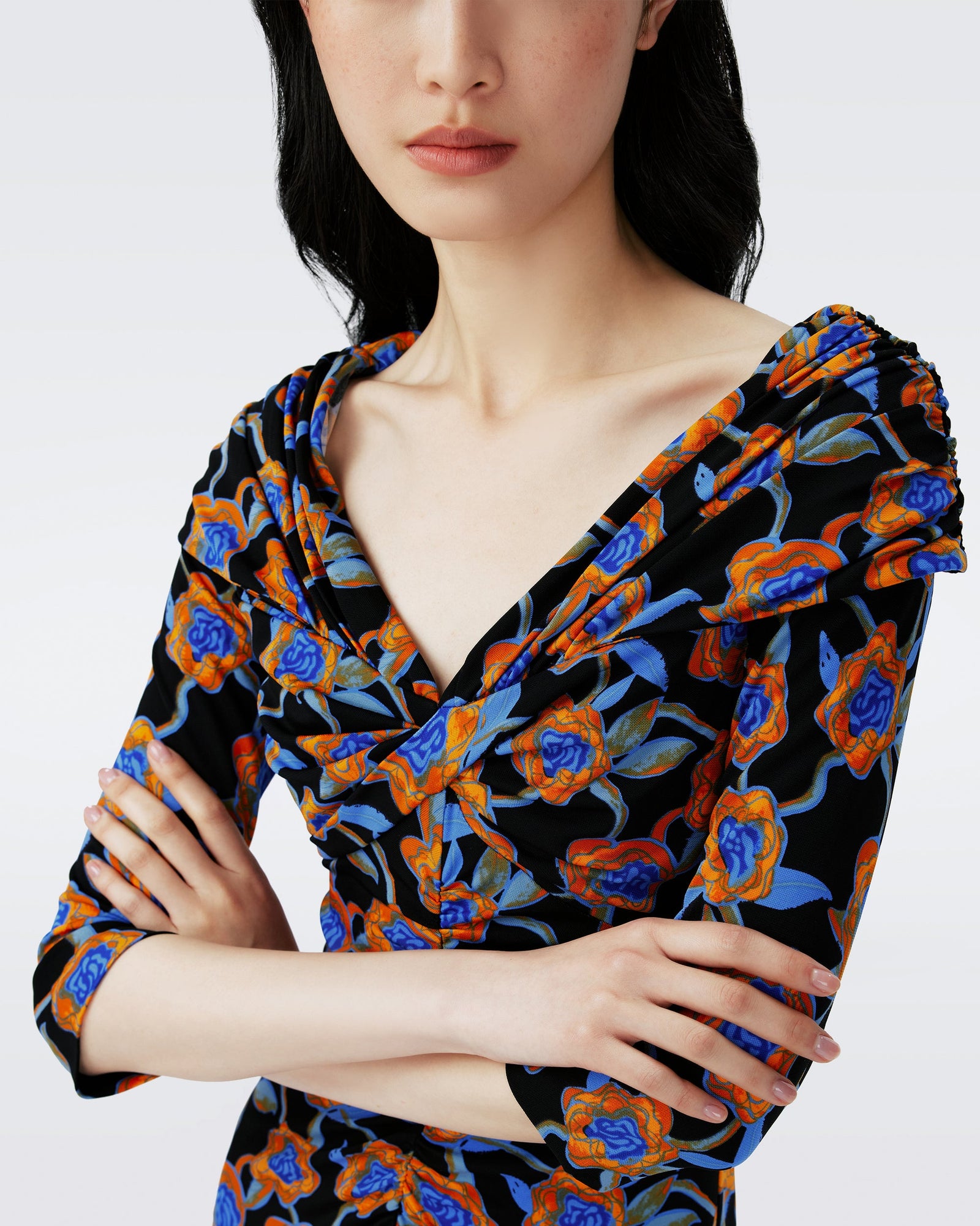 Dvf Jim Dress In Oracle Rose Sm Blk Coffee