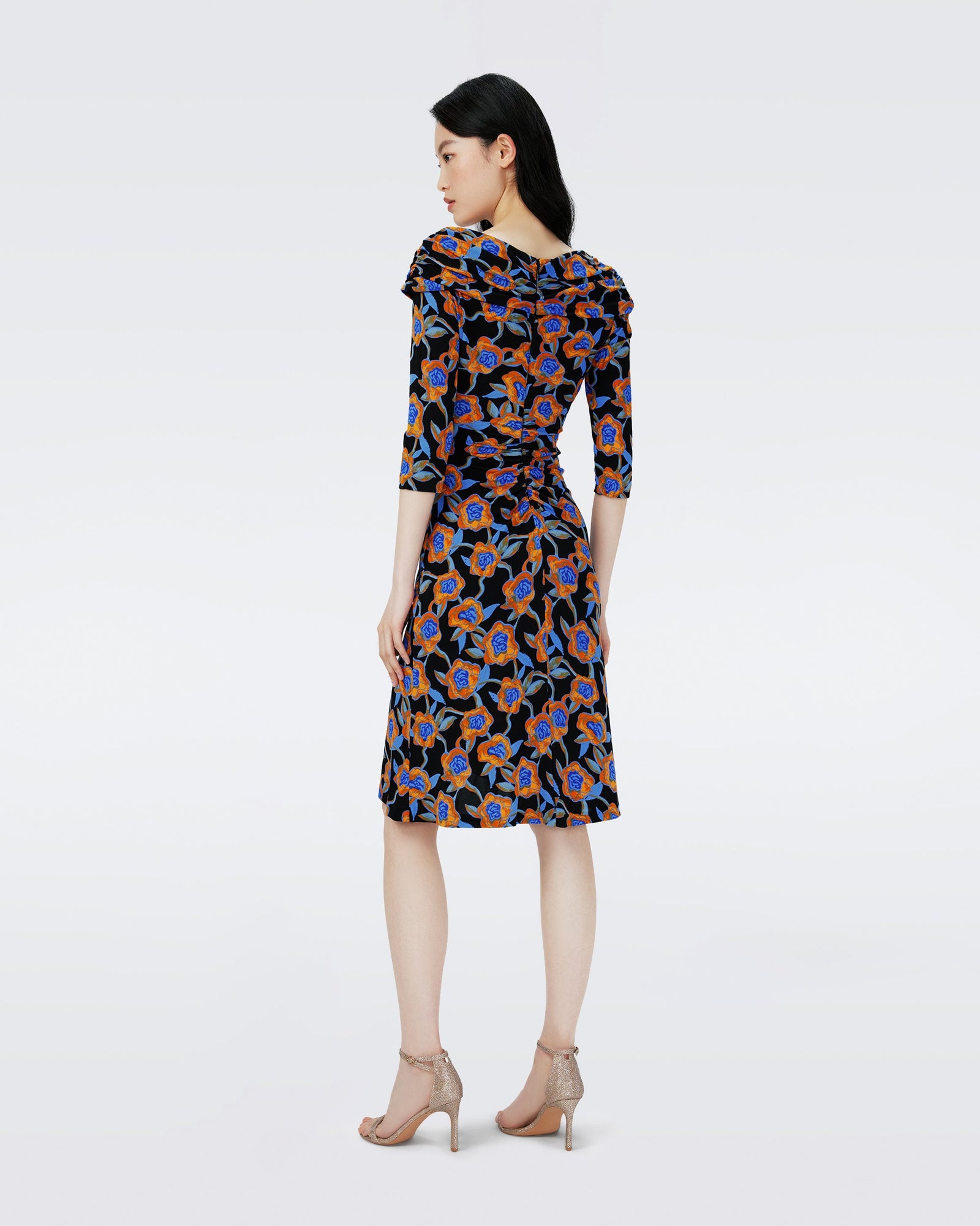 Dvf Jim Dress In Oracle Rose Sm Blk Coffee