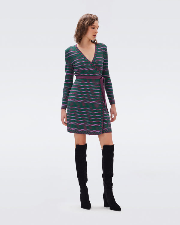 Nita Knit Jacquard Wrap Dress