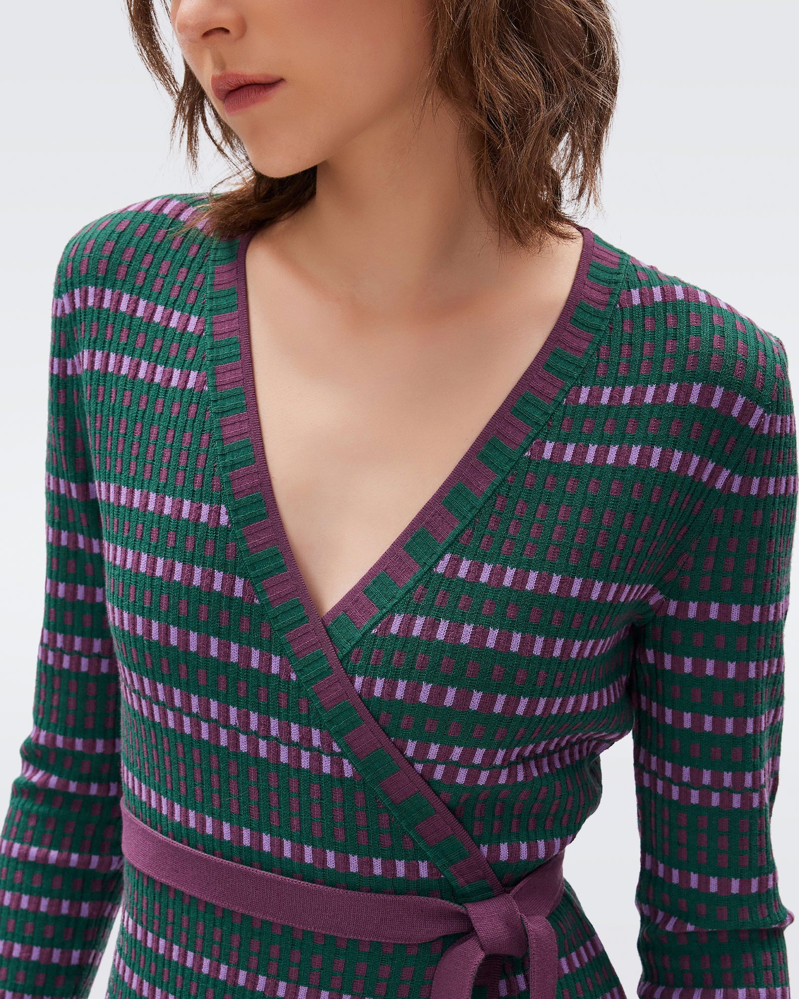 Nita Knit Jacquard Wrap Dress