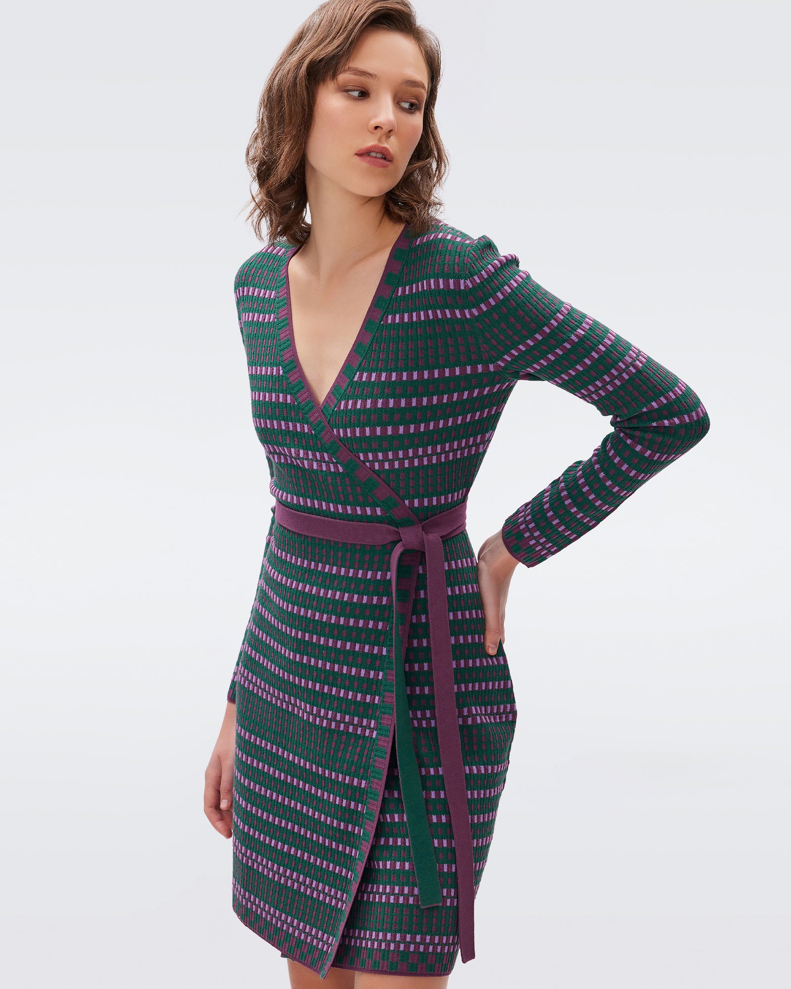Nita Knit Jacquard Wrap Dress