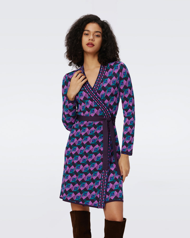 Edwina Knit Jacquard Wrap Dress