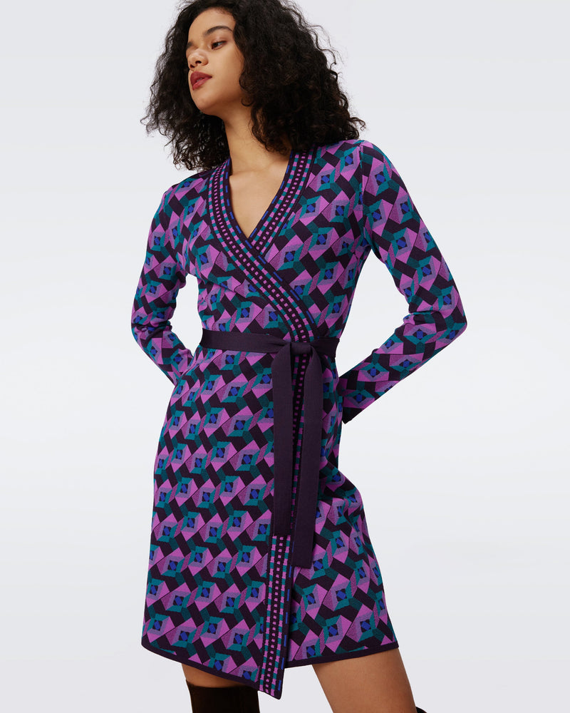 Edwina Knit Jacquard Wrap Dress