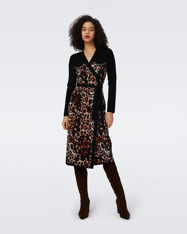 Savannah Knit Jacquard Wrap Dress