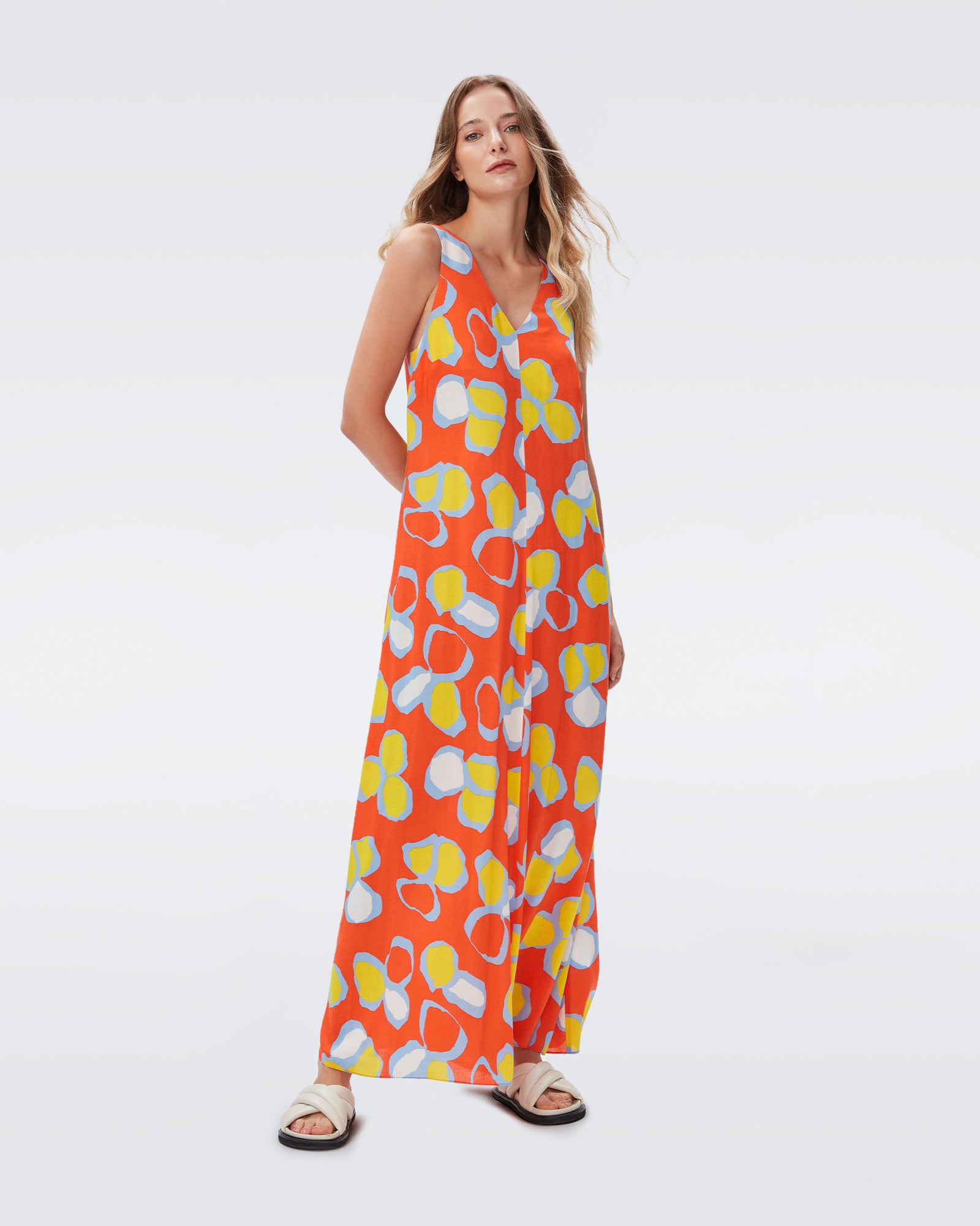 DVF aidan maxi dress in multi petal