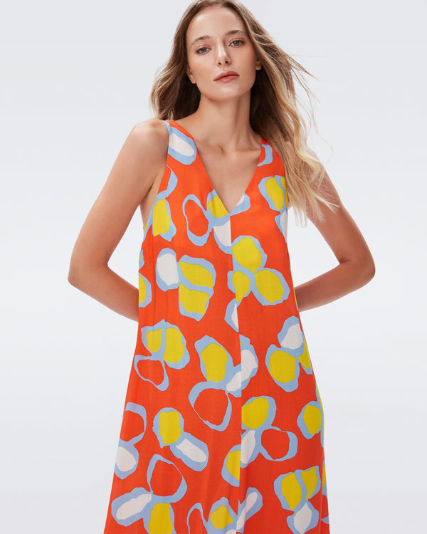 DVF aidan maxi dress in multi petal