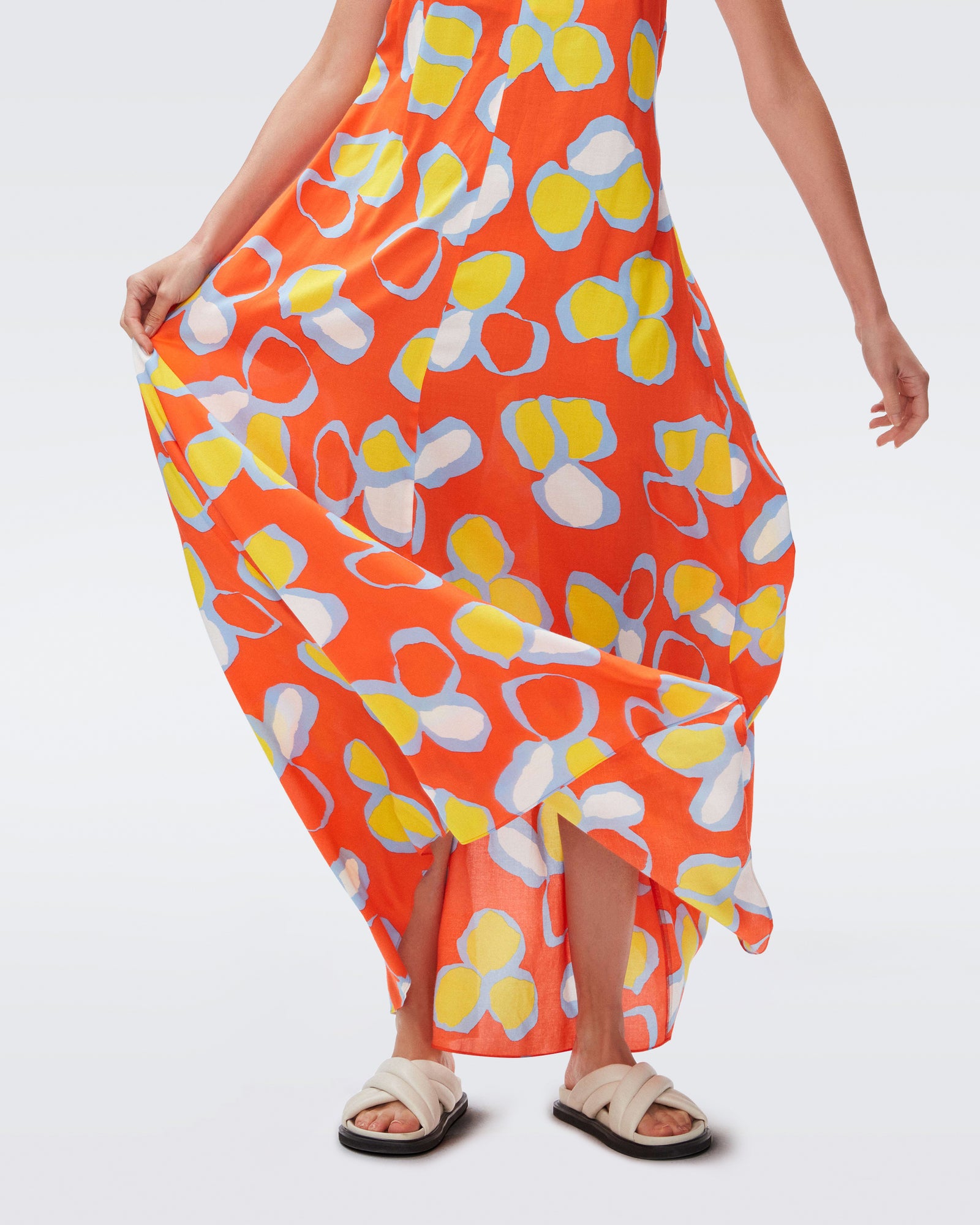 DVF aidan maxi dress in multi petal