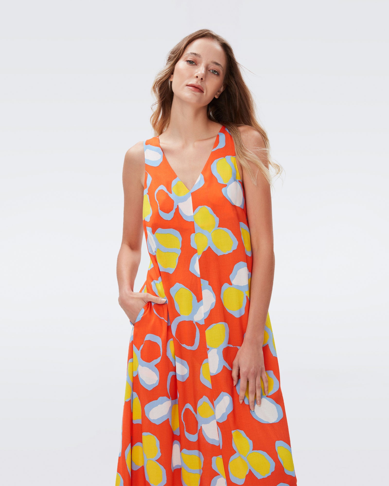DVF aidan maxi dress in multi petal