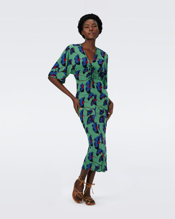 Dvf Valerie Dress In Falling Gingko Venus Gn Lg