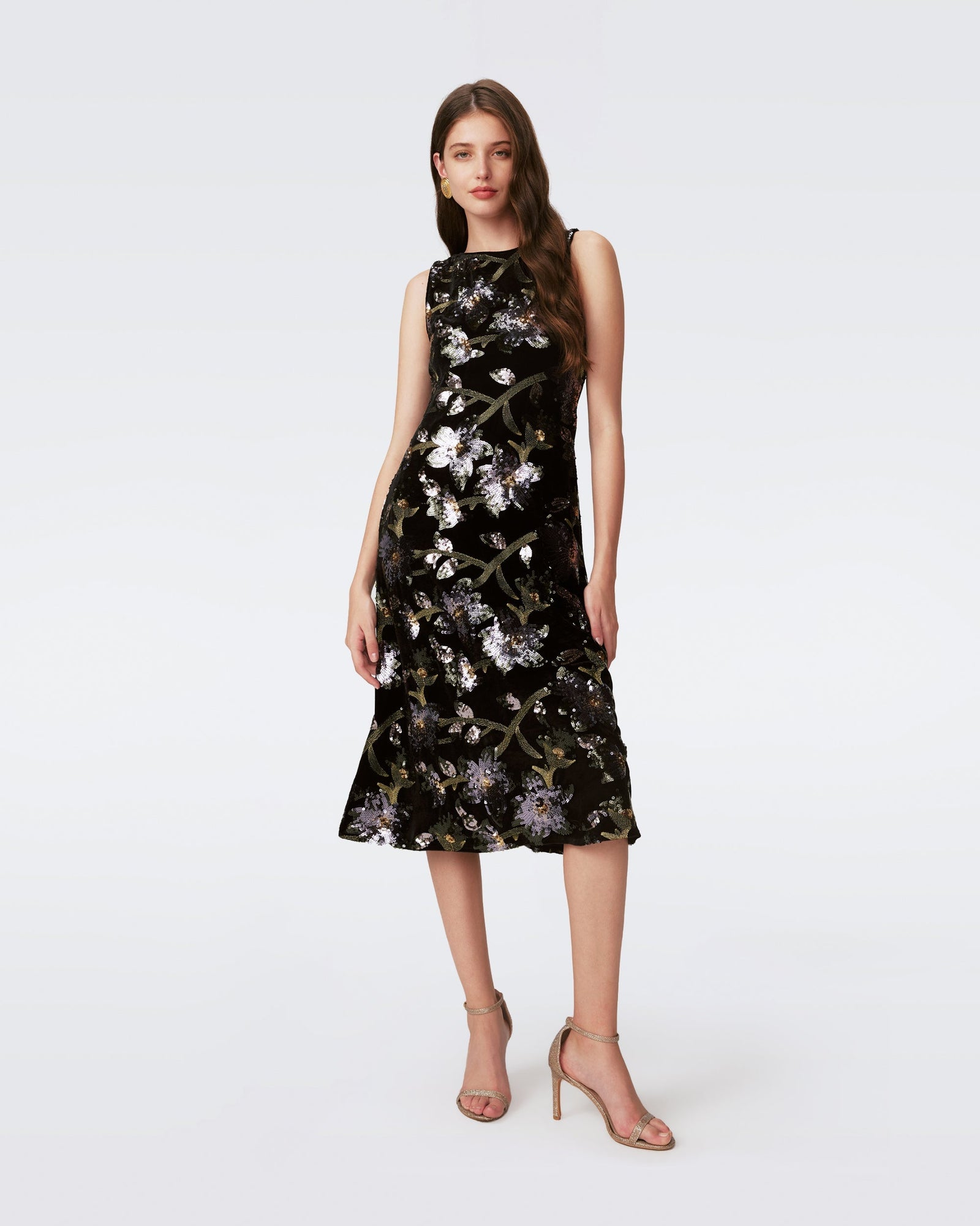 DVF CORAL DRESS in SEQUIN FLORAL