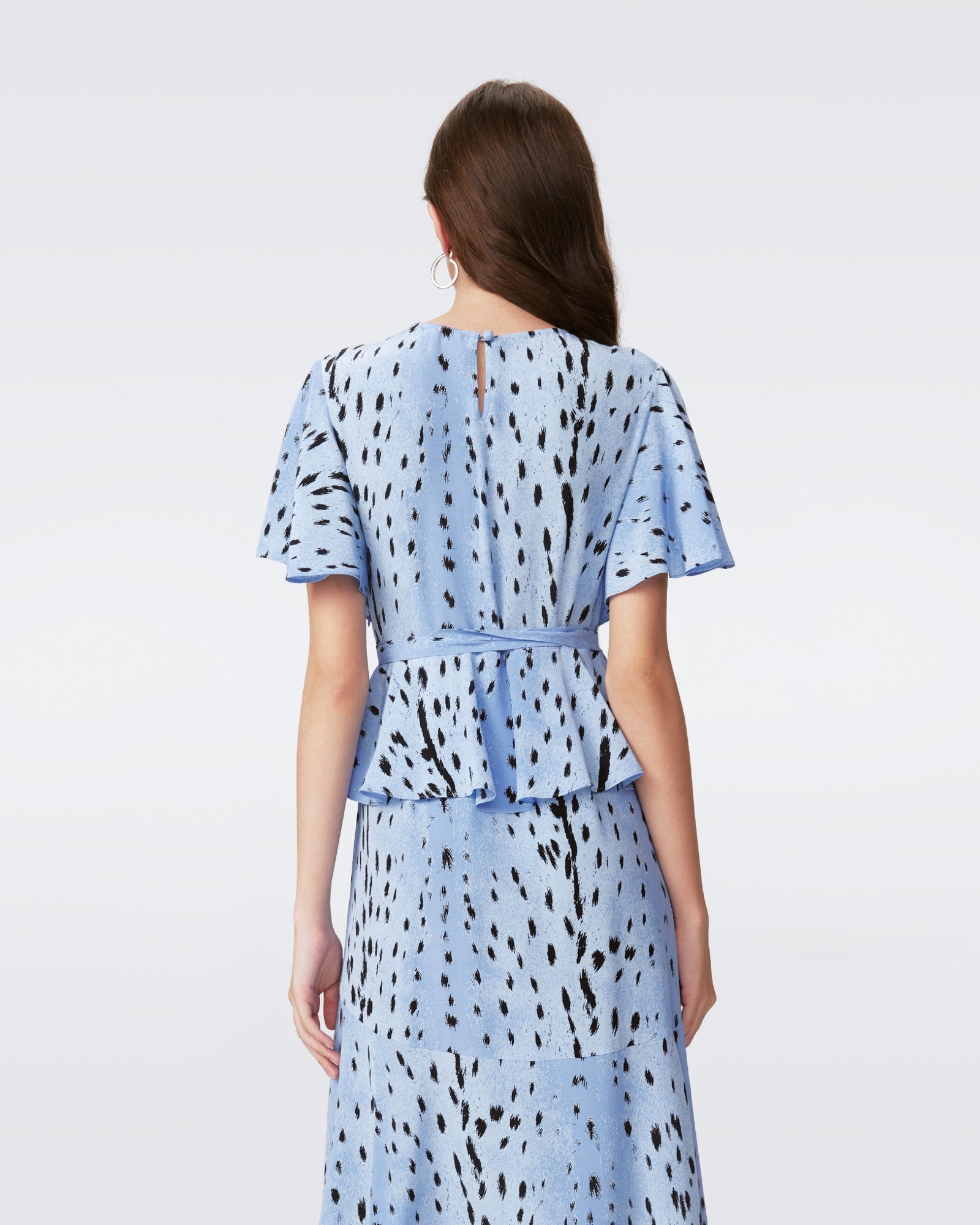 DVF LEVANA DRESS in FAWN POWDER BLUE