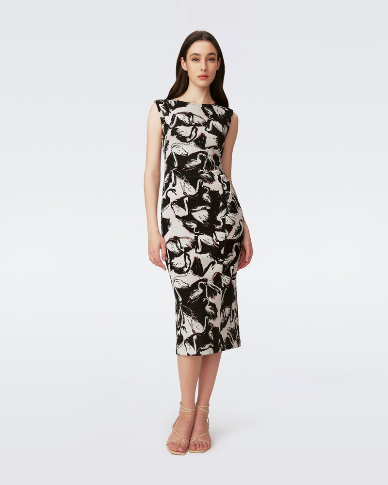 DVF SHAMIRA DRESS in BLACK SWAN LG