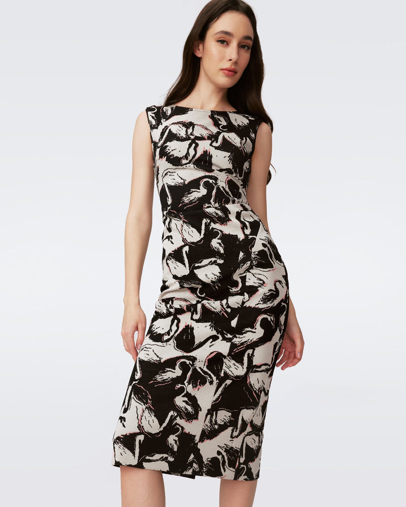 DVF SHAMIRA DRESS in BLACK SWAN LG