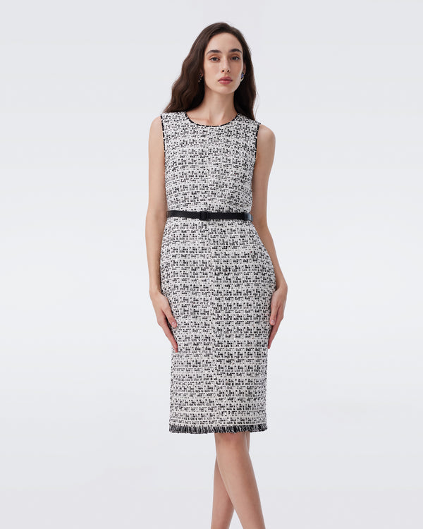 erica cotton midi dress Diane Von Furstenberg Erica Polka-Dot Cotton Midi Dress - White