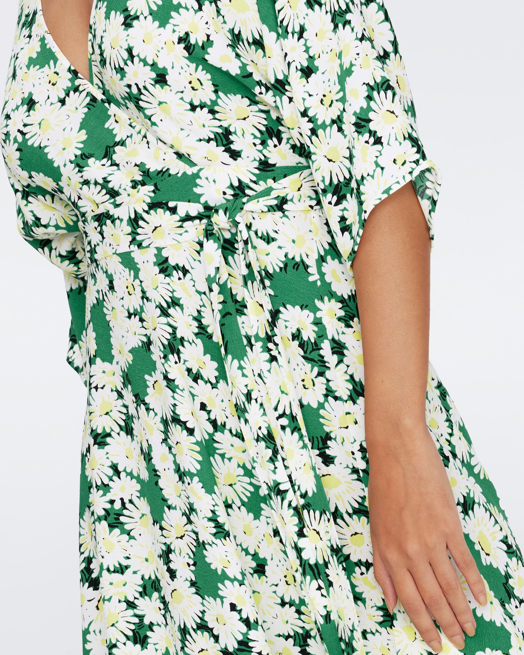 dvf eloise maxi dress XS 2 DVF Diane von Furstenberg ELOISE Floral Bouquet Faux Wrap Maxi Silk Dress