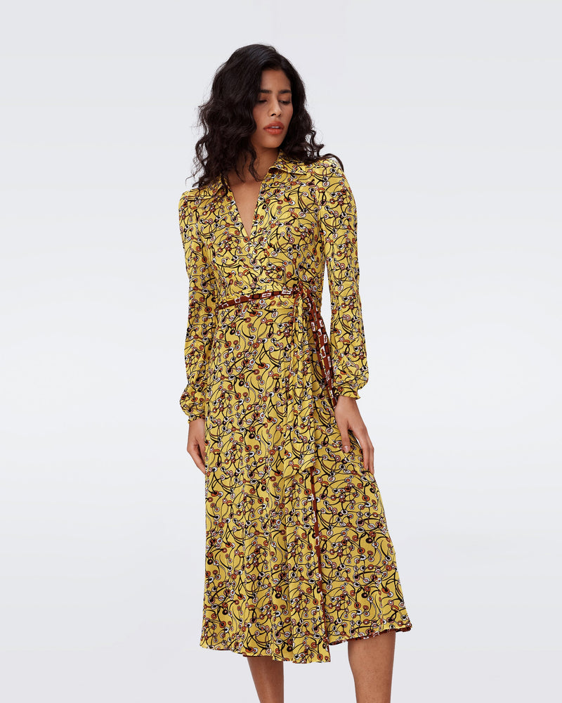 Formal Attire Dvf Yellow Wrap Dress Phoenix Reversible Mesh