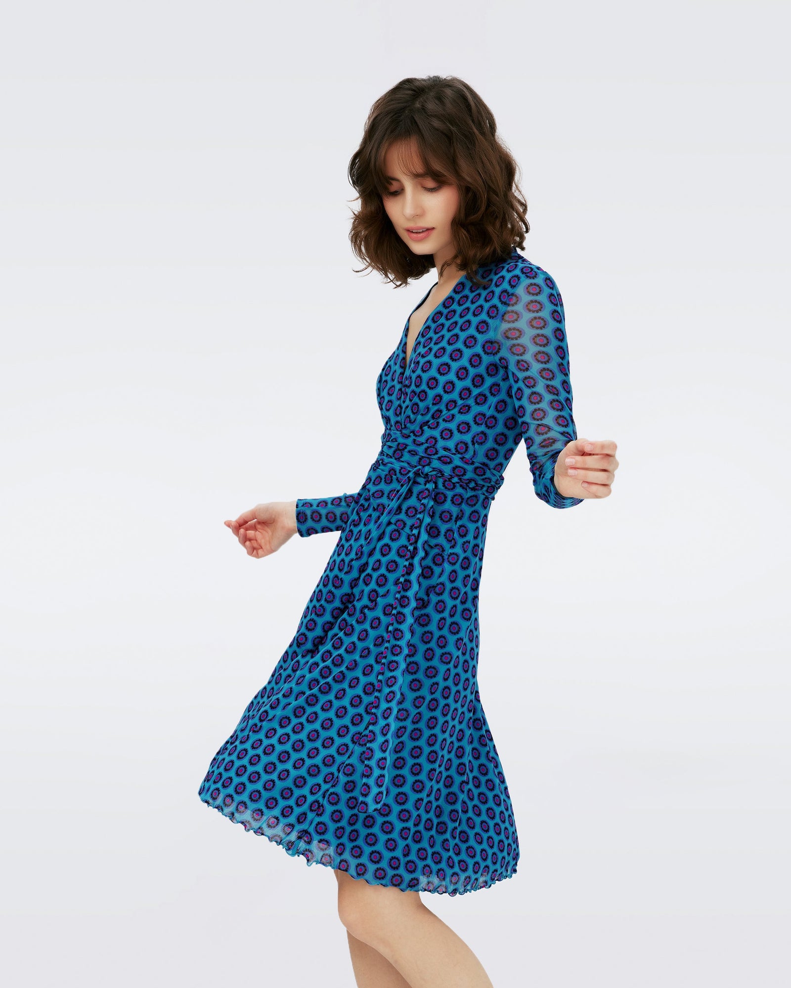 Dvf Brenda Dress In Flower Tie Barrier Reef