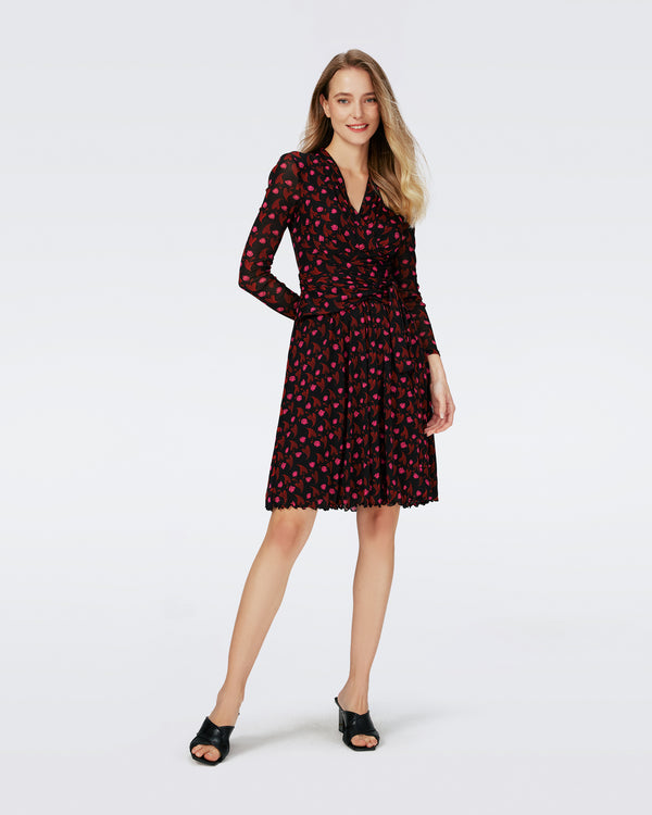 Dvf Brenda Dress In Heart Leaves Blk