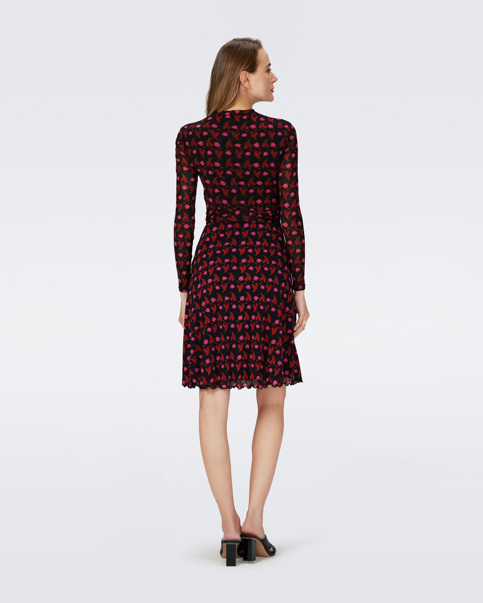 Dvf Brenda Dress In Heart Leaves Blk